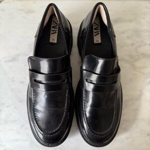 Zara Black Chunky Loafers Size 39